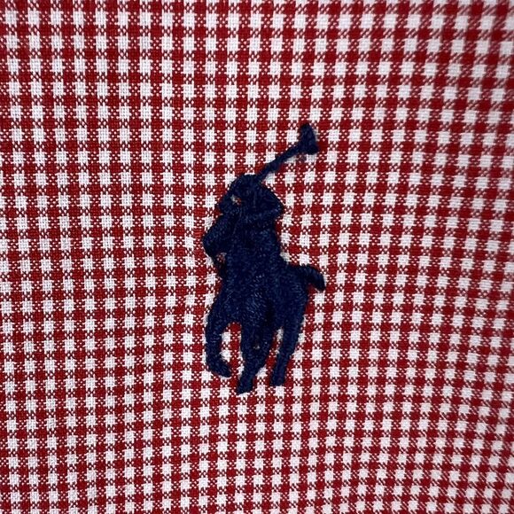 Ralph Lauren Mens Red White Check Classic Fit Long Sleeve Button Down Shirt 17 - Picture 4 of 5